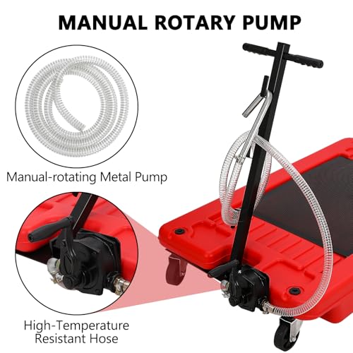 Image of GarveeTech 18 gal Oil Drain Pan, Low Profile Oil Drain Pan with Pump, Oil Change Pan with T Foldable Hand and Wheels, 8 ft Hose Oil Drain Cart for Car, SUV, Trucks