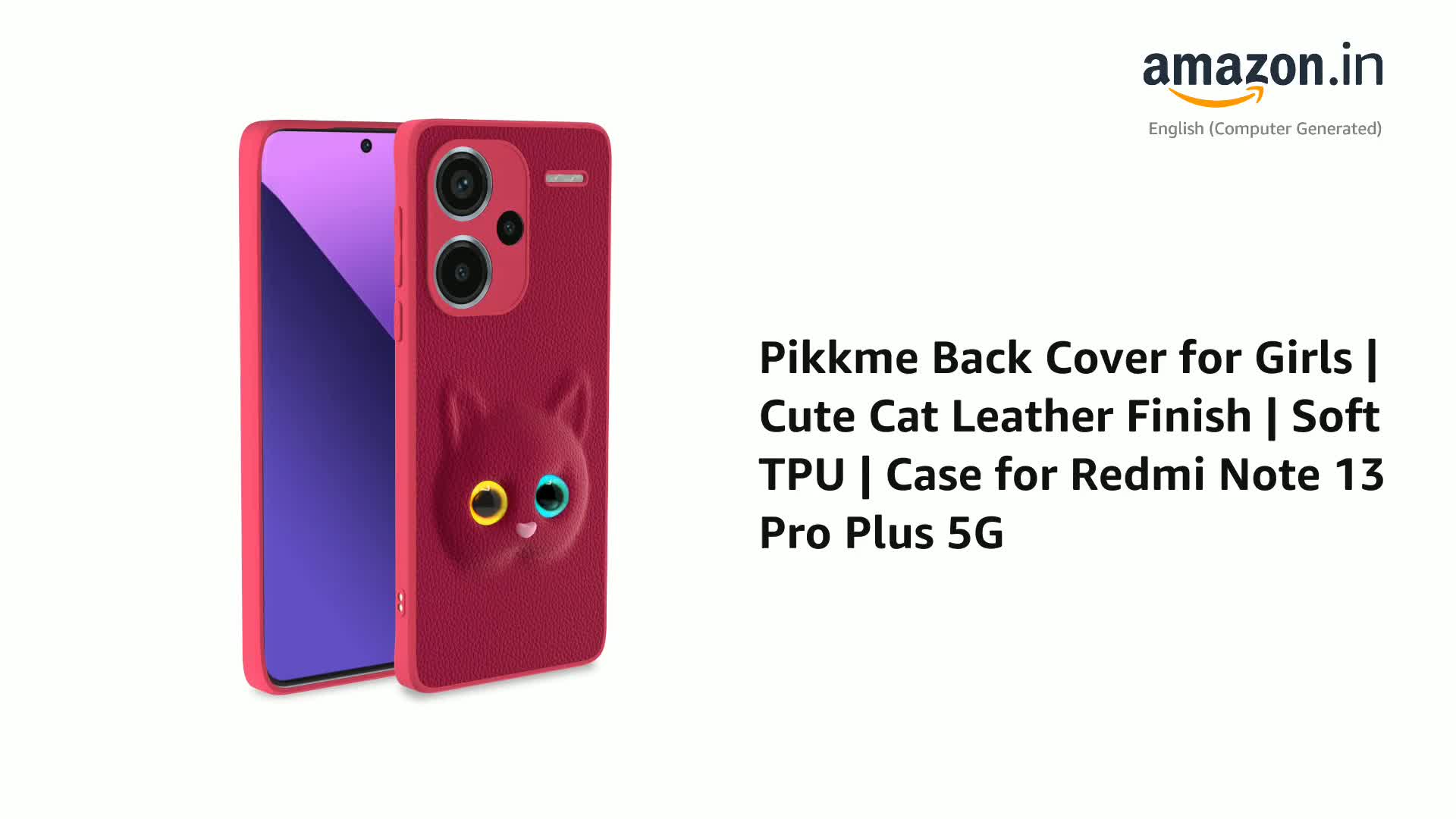 Pikkme Back Cover for Girls | Cute Cat Leather Finish | Soft TPU