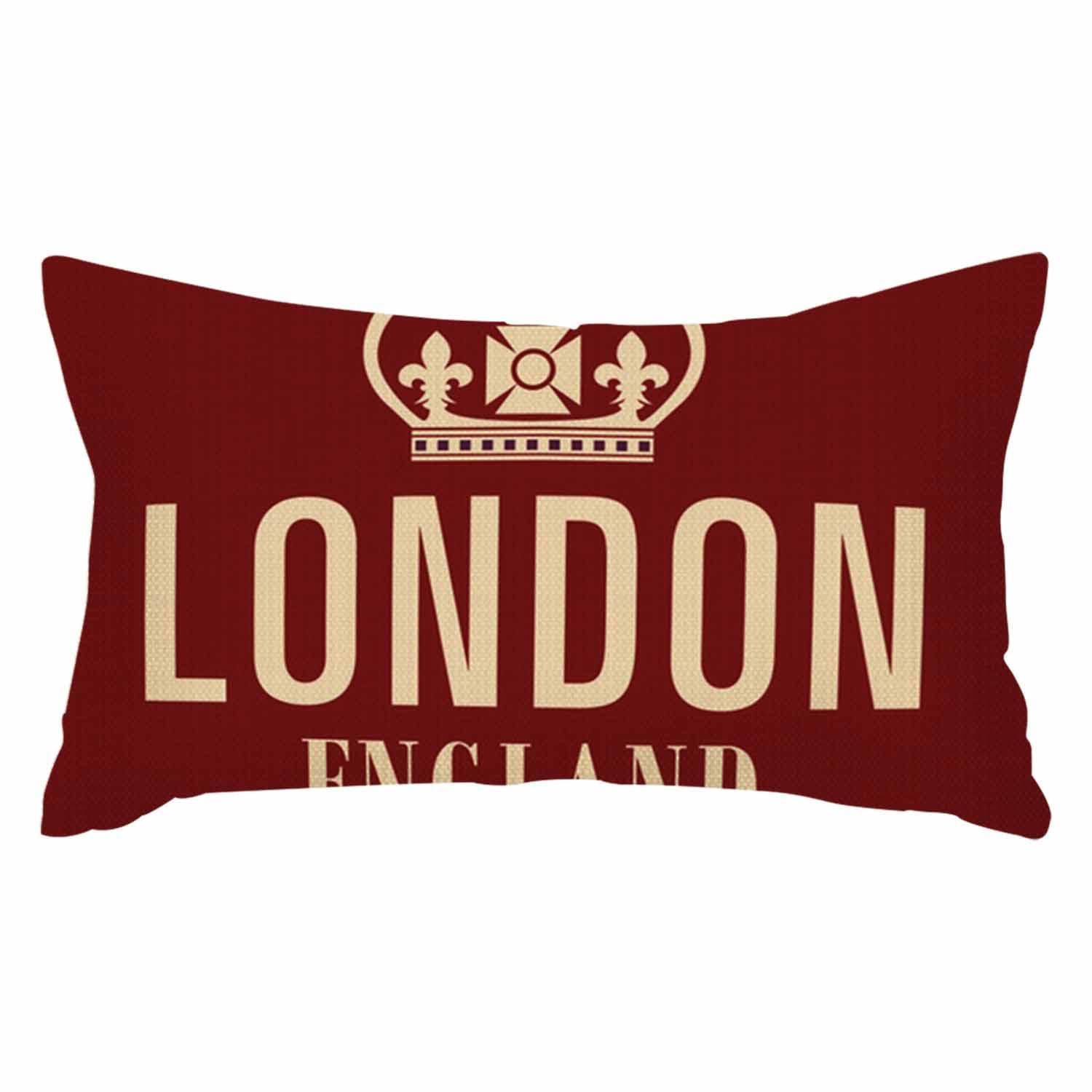 IBILIU Throw Pillow Covers Crown London England in Red Cushion Pillow Case Home Decor Pillowcase 12x20 Inches