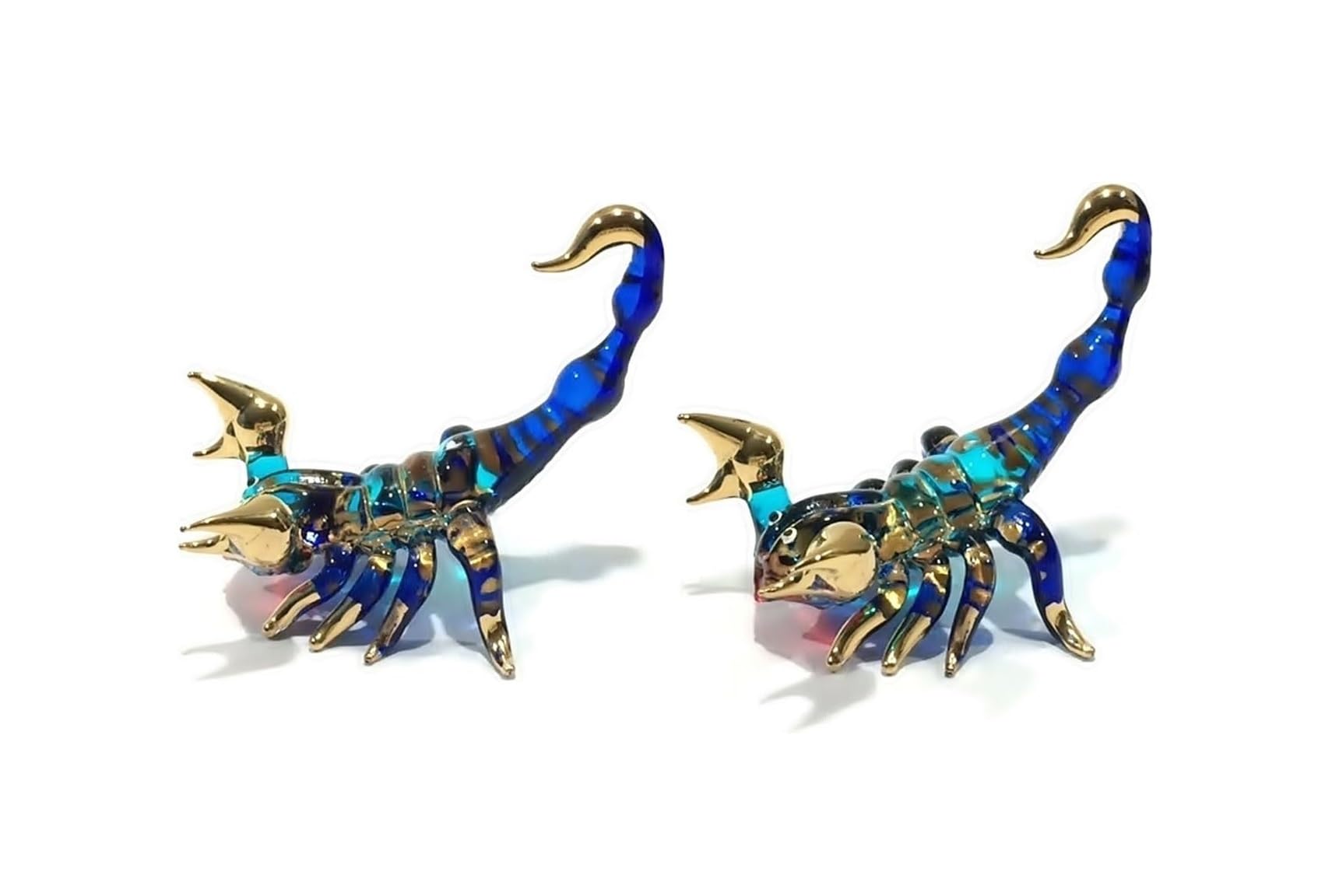 (Bundle of 2) Handmade Mini 3" Blown Glass Blue Scorpion Insect Figurines Figures Art,Collectible Dollhouse Gift Ideas,Miniature Things Animals,Tiny Ornament Cool Stuff Decor