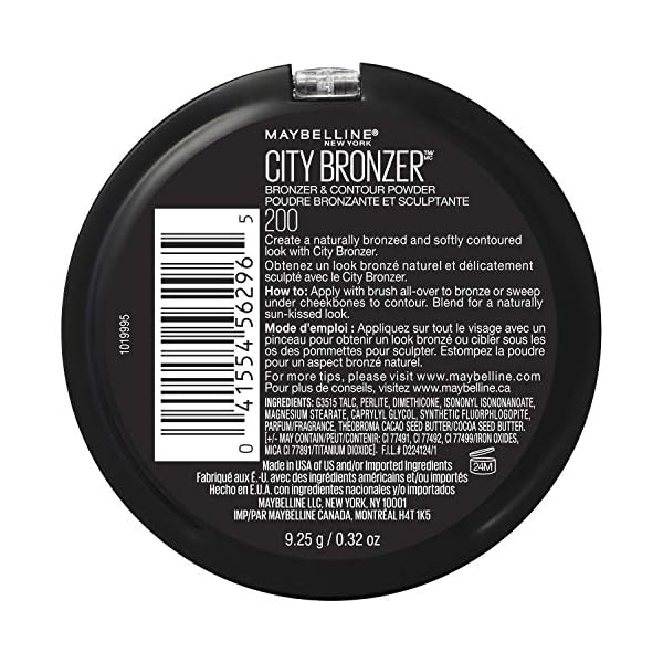 Maybelline New York City Bronzer Powder Makeup, Bronzer and Contour Powder, 200, 0.32 oz.