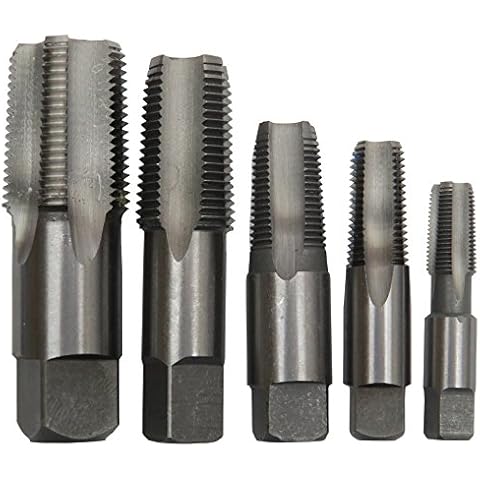 Drill America POUCSNPT5 5 Piece Carbon Steel NPT Pipe Tap Set, 1/8", 1/4", 3/8", 1/2" and 3/4" Cover