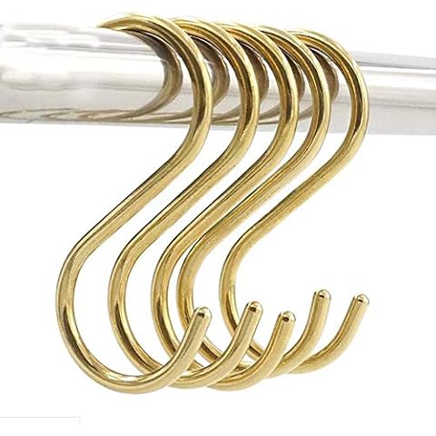 Luluxing 10 Stück S-förmiger Haken Metallkupfer S-förmiger Haken Gold Multifunktionaler S-förmiger Haken S-förmiger Kleiderhaken Becherhaken Küchenbüro S-förmiger Haken Cover