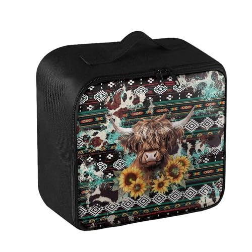 Image of Gomyblomy Aztec Highland Cow Print First Aid Kit Bag Empty Portable First Aid Kits for Business Travel Medium Emergency Medical Kit for Cars Home Medicine Bag Medical Supplies Bags