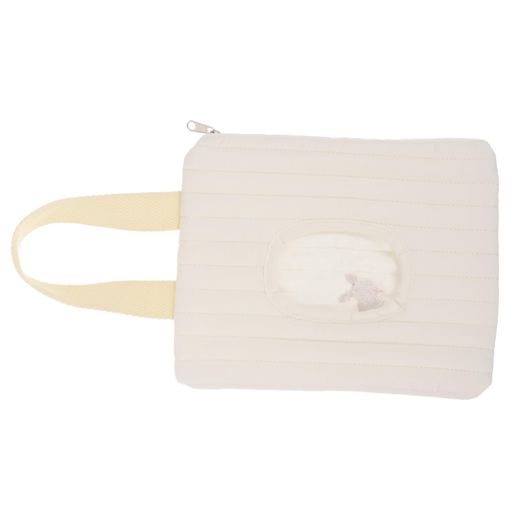 Toddmomy Pouch Dispenser Reusable Wipes Carrying Bag with Cute Embroidered Bunny Design Portable Travel Container for Diaper Wipes for Parents the Go