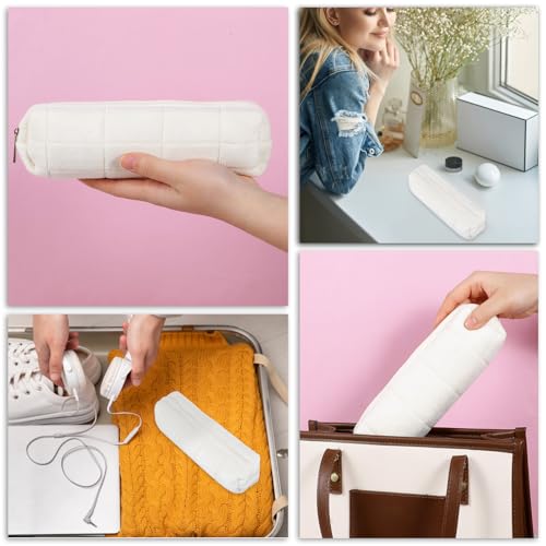 Image of JJUNW Small Plush Pencil Pouch, Small Pencil Case Travel Makeup Bag Pouch, Cute Pencil Pouch White Makeup Bag Checkered Fuzzy Cosmetic Bag, Small Fluffy Purse Collection for Women Men Adult