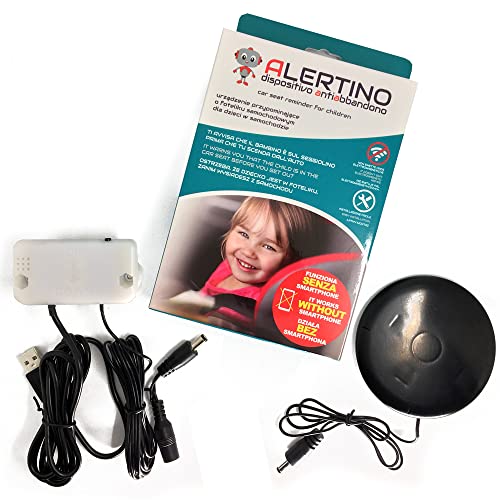 TECNIMED - Dispositivo antiabbandono per bambini in auto - Compatibile con tutte le automobili - Si attiva automaticamente ad ogni utilizzo - Allerta durante la marcia - Made in Italy