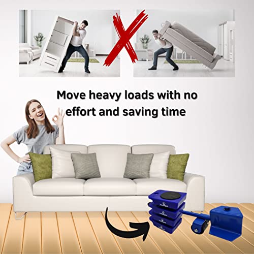 THORQUE Furniture Sliders and Lifter KIT, 5 Moving Pads, Blue, 35 x 10 - Image 2
