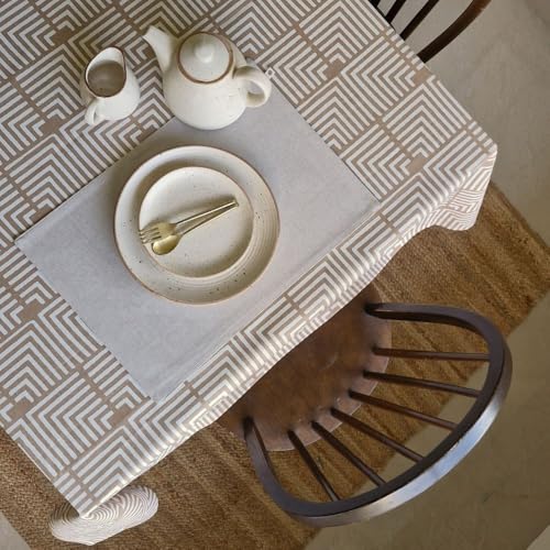 Image of THE YARD HOUSE Wipeable & Anti-Slip Cotton Table Cover for Family Dining, Party. Protects Against Spills, Scratches, Damages (Shifting Sands, 48X72 inch (Rectangle))