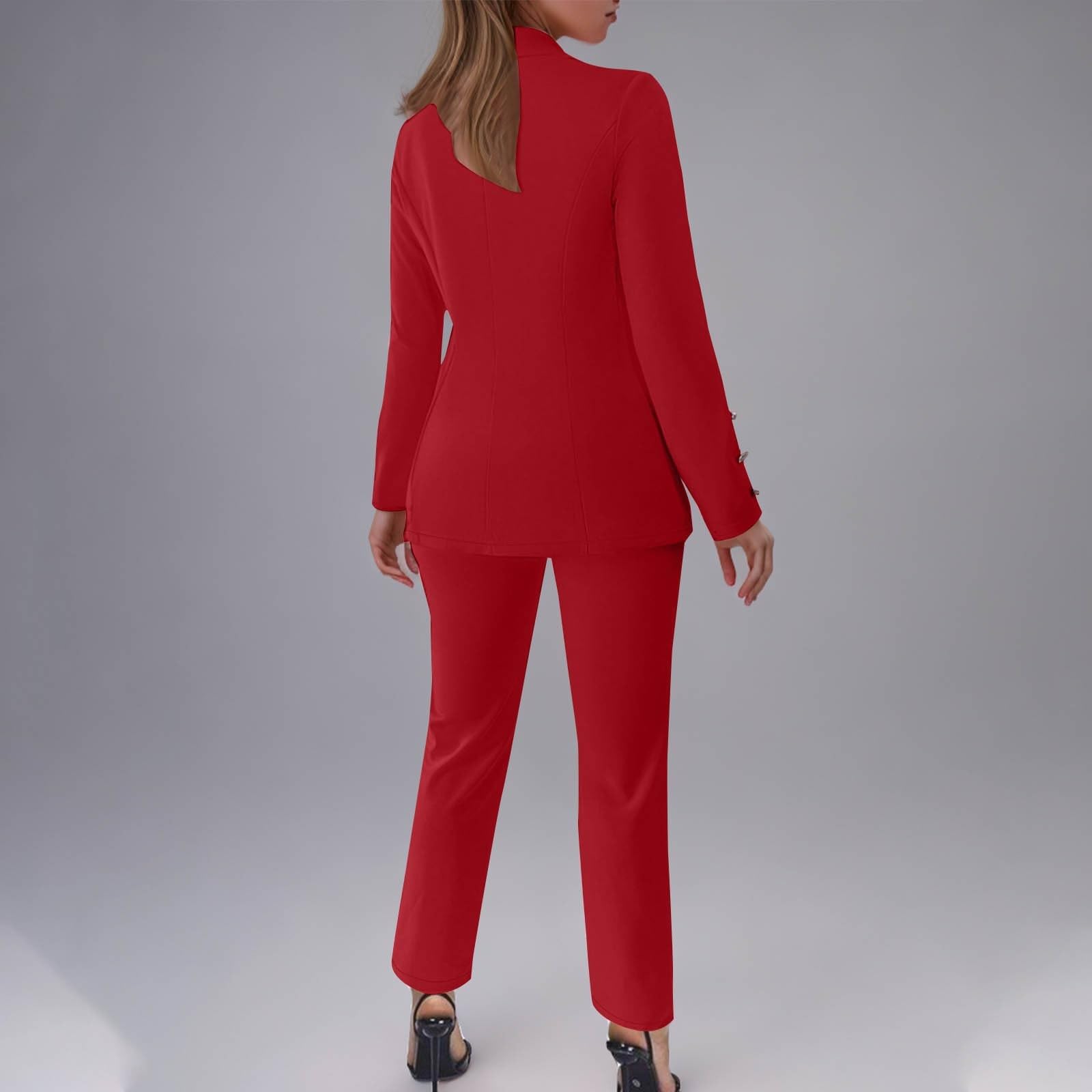 Generico Tailleur Mujer Elegantes Dos Piezas Completo Con Revers Y Botones Curvy Ropa Casual Mangas Largas Pantalones Y Chaqueta Tailleur Blazer Slim Fit Para Oficina Ocasiones Formales Y Negocios