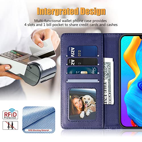 Coque Huawei P30 Lite bleue en cuir avec verre trempé inclus - 3