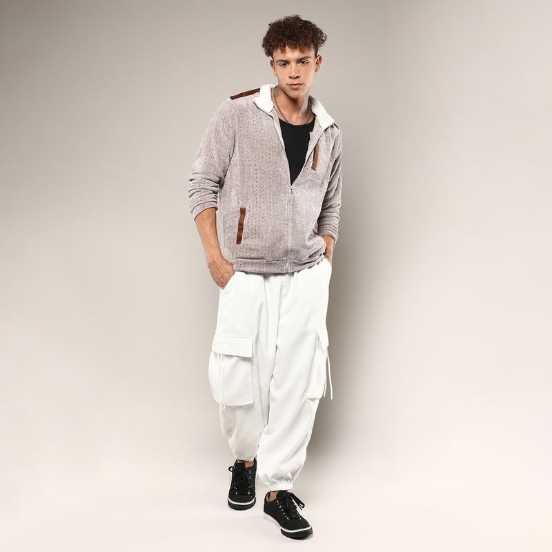 Image of CAHOOT Men's Fur-Lined Suede Bomber Jacket For Casual Wear | High Neck | Long Sleeve | Zipper Closure | Jacket Crafted With Comfort Wear For Everyday Wear