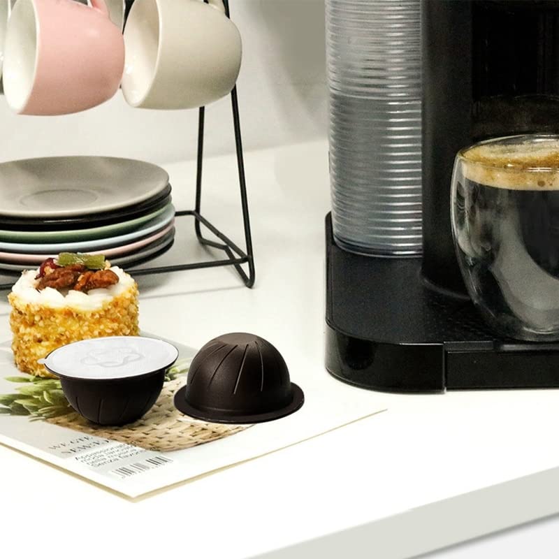 Cápsula de Taza de Filtro de café Recargable desechable para Taza de cápsula de café Nespresso Vertuo Especialmente diseñada (Color : Black Silver)