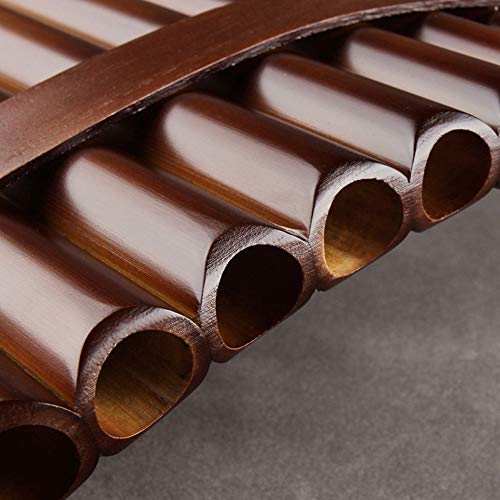 22/25 Pipes G Key Professional Pan Flute Chinese Traditional Musical Instrument Pan Pipes Easy to Learn with Exquisite Brown Pan Pipes Flute and Black Leather Bag (22-Left Hand) - Thumbnail 4