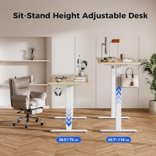 Image of Agilestic 48 * 24 Inch Height Adjustable Electric Standing Desk, Maple | Sit Stand Up Computer Desk, Memory Presets, Stable Steel Frame,154 lbs, Easy Assembly, Home Office