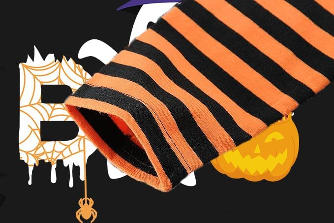 Halloween Shirt for Boy Pumpkin Spooky Vibes Ghost Stripe Long Sleeve T-Shirt Kids Dancing Skeleton Boo Tops 2-7 Years - Image 6