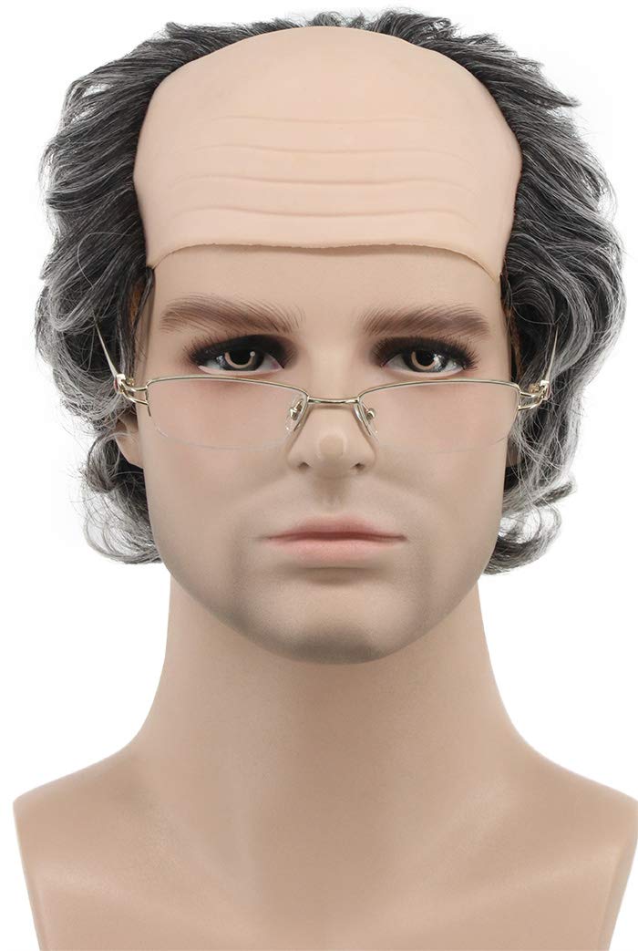 karlery Short Curly Grey Fits Old Man Bald Cap Wig Grandpa Halloween Cosplay Anime Costume Party Wig karlery Short Curly Grey Fits Old Man Bald Cap Wig Grandpa Halloween Cosplay Anime Costume Party Wig