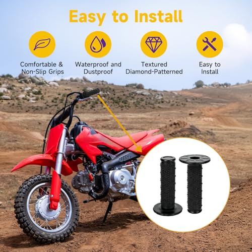 Image of HIAORS 7 /8 inch Handlebar Handle Grips Compatible with 50cc 70cc 125cc 150cc CRF50 XR50 CRF70 CRF125 TTR90 TTR110 TTR125 PW80 KLX250 SSR125 TaoTao Apollo Pit Dirt Bikes Motocross Motorcycles Parts Black