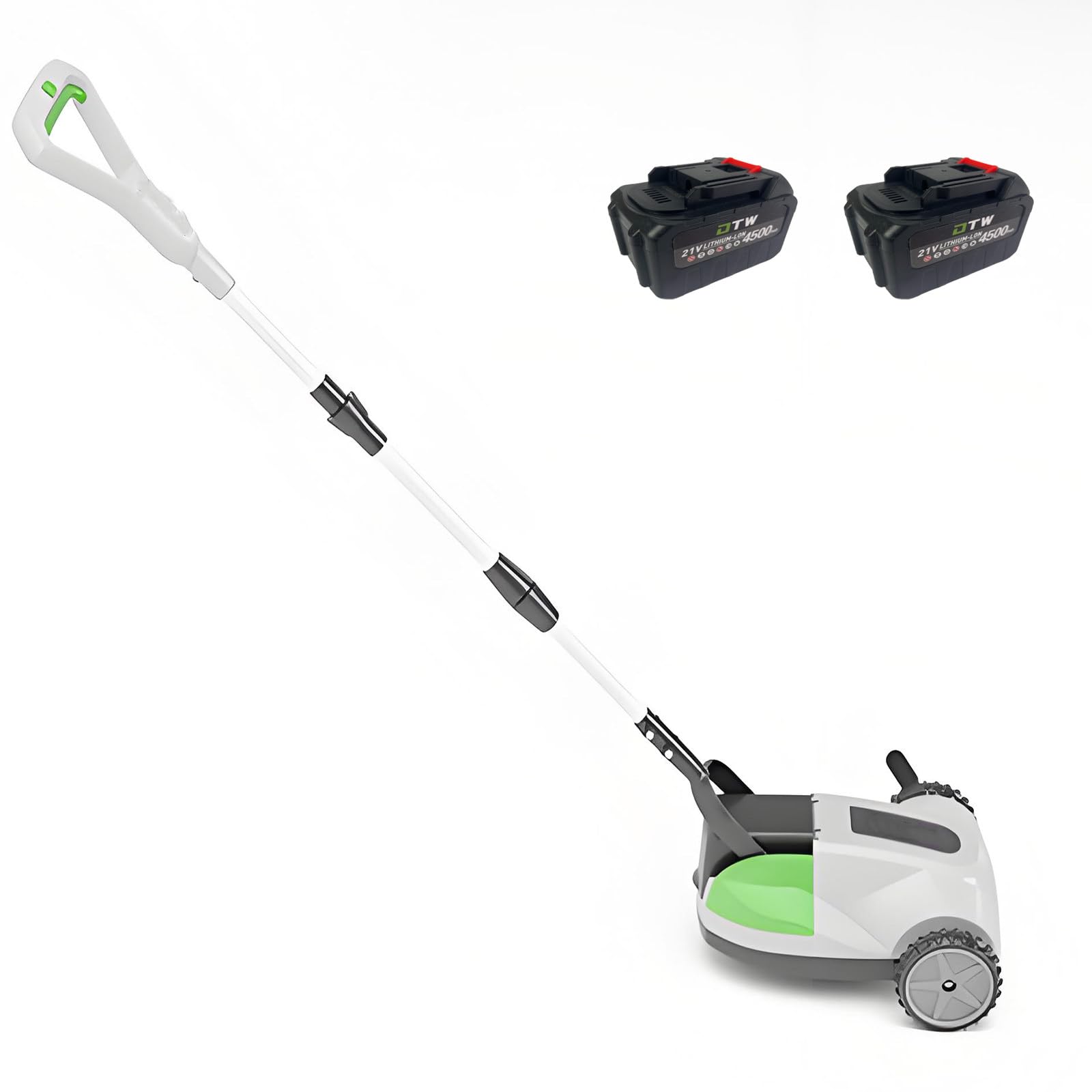 MiyKom Lightweight Cordless Grass Trimmer for Small to Medium Lawns, Maneuverable Brushless Mower with Telescopic Handle and Noise Cancellation for Quiet Residential Mowing 2 * 4.5AH