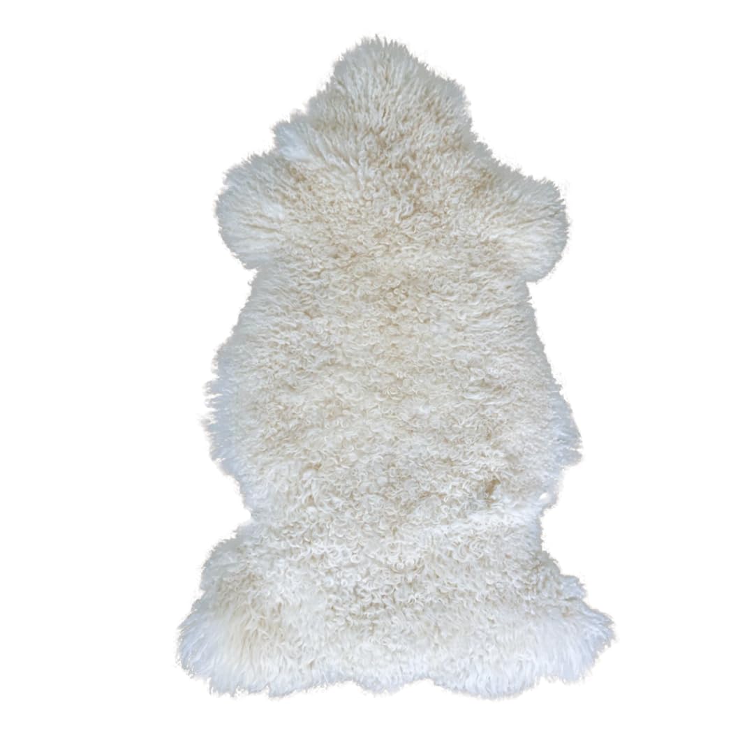 Peau de Mouton Blanche Naturelle (Naturelle Blanche bouclée, 110 x 70 cm)