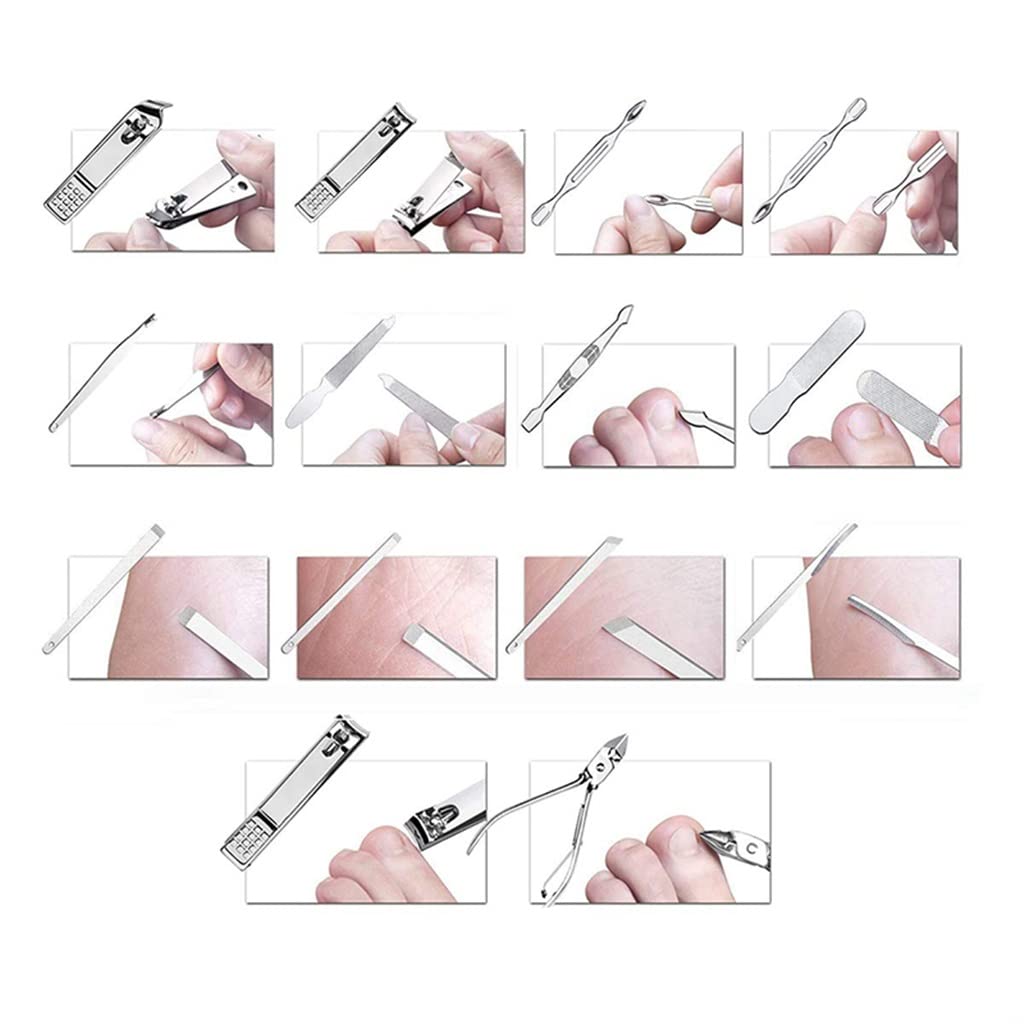19 Pezzi/Set Kit per Pedicure e Manicure, tagliaunghie Professionali in Acciaio Inossidabile, Set di Strumenti per Tagliare Le Unghie, D-1 Set