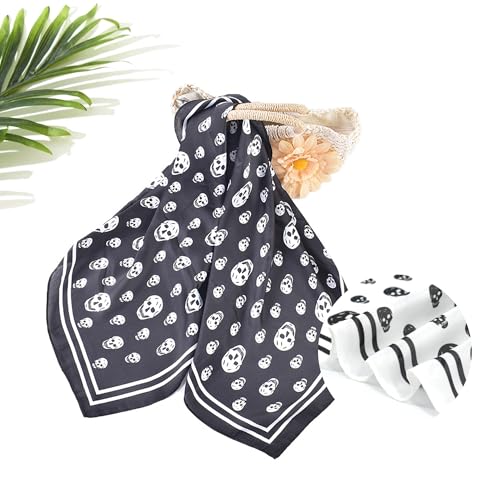 Ciormis 27.5" Square Head Scarf for Women's Hair - 2Pcs Silk Like Hair Scarves, Fashion Silk Feeling Hair Bandana for Women2