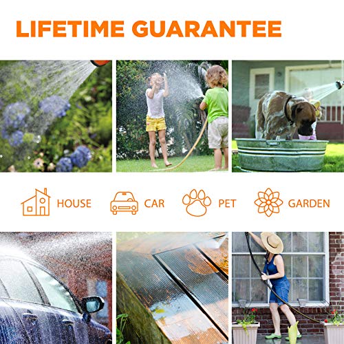 Expandable Garden Hose Kit 50-100 ft - Superior Strength 3750D - 4-Layers Latex, Extra-Strong Brass Connector- 10-Way Durable Zinc Water Spray Nozzle 2 Way Pocket Flexible Splitter (100FT ONLY) - Thumbnail 2