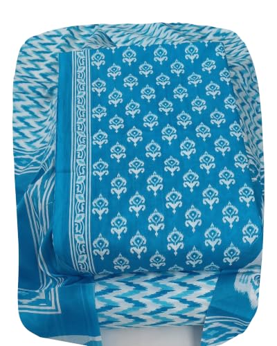 Image of DRAVINAM Trends Women's Premium Cambric Cotton Jaipuri Printed Unstitched Salwar Suit Dress Material with Mulmul Cotton Dupatta