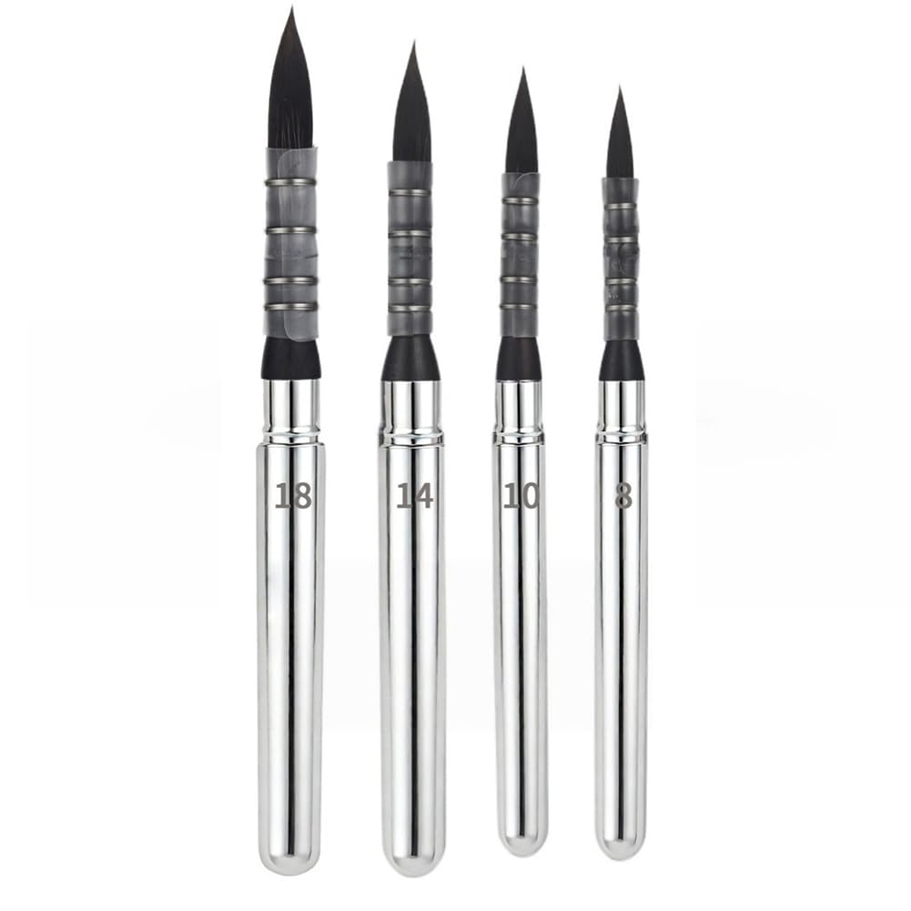 Xnuiasqe 4Pcs Synthetic Squirrel Hair Watercolor Travel Brushes For Art Painting Acrylic Painting
