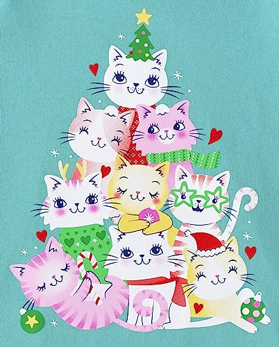 Image of The Children's Place Baby-Girls and Toddler All Holidays Long Sleeve Graphic T-Shirts Christmas Cat Tree 3T