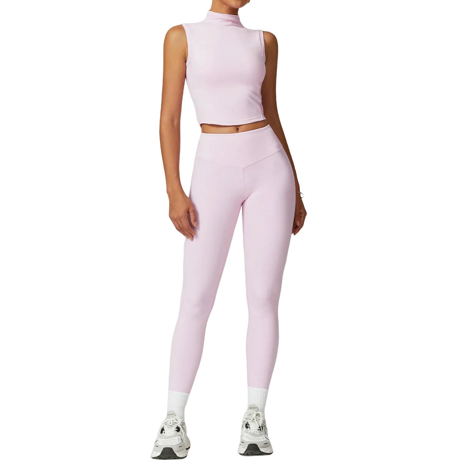 bielizna modelująca joga odzież na siłownię odzież sportowa kostiumy do jogi dla kobiet fitness dresy z krótkim rękawem biustonosz sportowy legginsy na siłownię, Różowy zestaw-2, XL