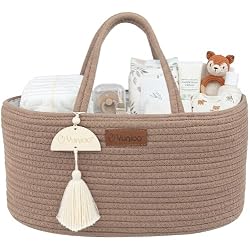 Yunioo Nappy Caddy Organiser, Baby Caddy, Portable Diaper Changing Bag, Nursery Storage Basket with Sturdy Handles, Removable Dividers, Ideal for Baby Shower Gifts & Newborn Essentials