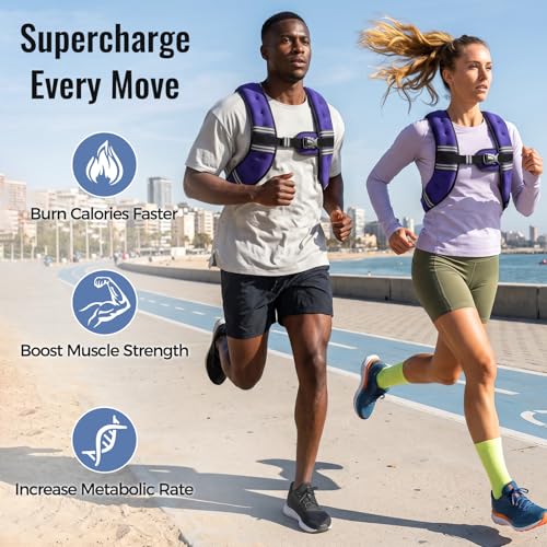 Image of Zeerun Weighted Vest, 6lb /8lb /10lb /12lb /15lb /18lb /20lb /24lb /30lb for Men Women, Reflective Stripe Adjustable Buckle, Comfortable Durable Rucking Vest for Walking Running Strength Training