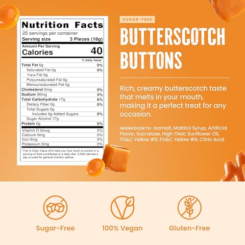 Image of Cambie Sugar Free Butterscotch Hard Candy Individually Wrapped - 1 lb