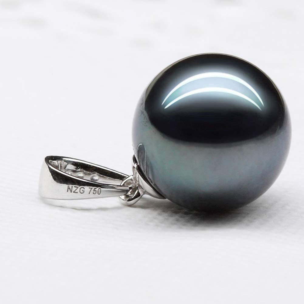 Collane con Ciondolo di Perle Nere di Tahiti Naturali da 9-10 mm, Gioielli da Donna 18 carati, Compleanno Elegante, Festa di Nozze di San