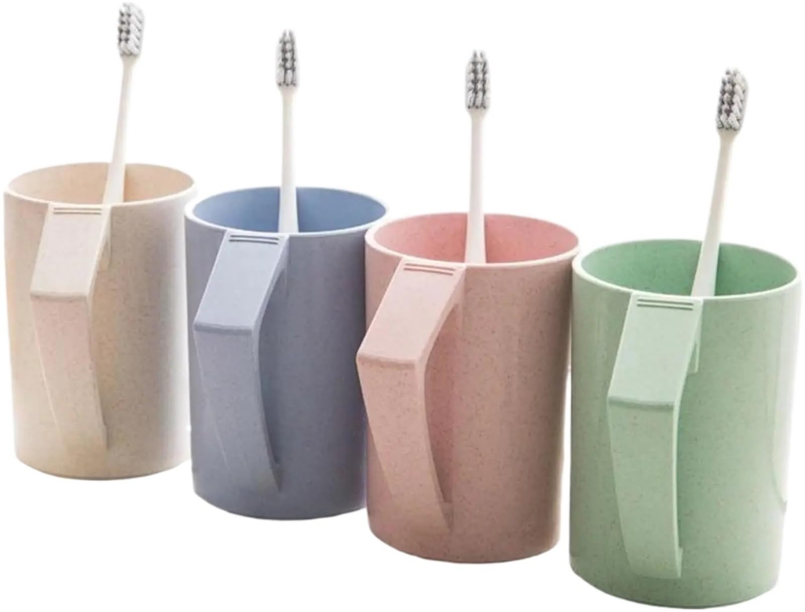 4Pcs Kitchen Cooking Set Mouthwash Couple Orange Handle Bathroom Toothbrush Simple Travel Tooth Cup for Toothbrushes
