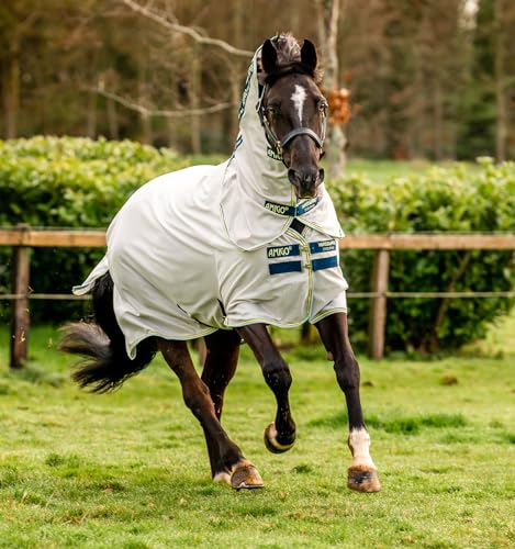 Image of Horseware Amigo Bug Rug Fly Sheet 0g - Lunar Rock /Navy & Lime, 54 inches