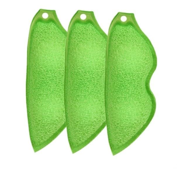 3 Pcs Green Multipurpose Bean Shaped Sponge Set, Heat Resistant Bottle and Internal Cleaning Sponges, Reusable entreprises Bottle Cleaning Tools, Household Cleaning Sponges-image-24