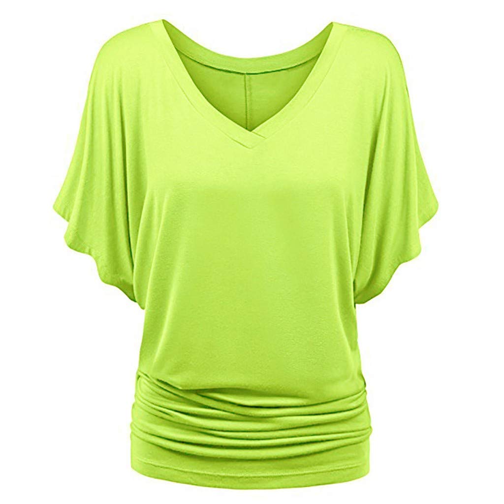 Women's Scoop Neck Half Sleeve Batwing Dolman Top Plus Size Batwing Half Sleeve Shirts Loose Blouse Solid Color Tops(Green,XX-Large) — image 1