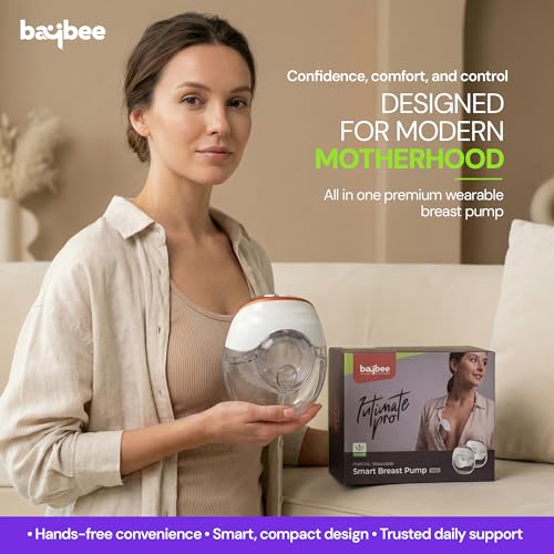 Image of Baybee Ultimate Pro Wearable Breast Pump Electric | Hands Free Breast Milk Pump with 3 Modes & 12 Levels | Quiet Portable Breast Pump Electrical Machine for Mothers | Electric Breast Pumps with Type-C Charging, BPA-Free 150 Ml Container & Silicone Flange Sizes (17 / 19 / 21 / 24 mm)