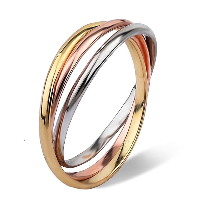 El Regalo Stainless Steel Trinity Interlocking Unisex Rings Band for Women, Girls, Boys - Unique Linked Infinity Circle Ring Set, Minimalist Fashion, Symbol of Unity, Love, Loyalty (8) (B0D49VSQ4N) Amazon Price History, Amazon Price Tracker