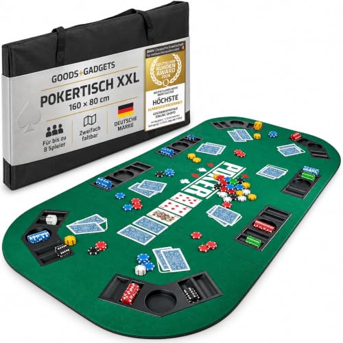 GOODS+GADGETS® Pokermatte XXL 160x80 cm - Faltbare Pokertischauflage