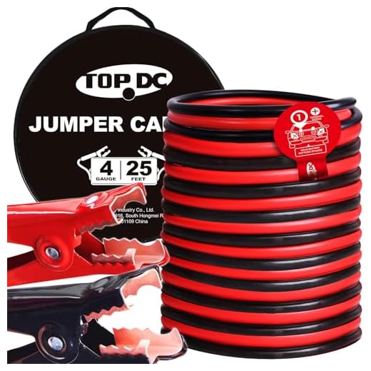 TOPDC 4 Gauge 25 Feet Jumper Cables for Car, SUV and Trucks Battery, Heavy Duty Automotive Booster Cables for Jump Starting Dead or Weak Batteries with Carry Bag, (TD-P0425)
