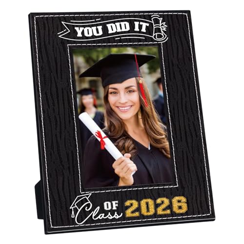 Image of FLYAB Class of 2026 Picture Frame - Graduation Gifts You Did It Portrait Photoframe for Women Men Wood- Special Display for a Treasured Graduation for College High School Pre-K Graduates