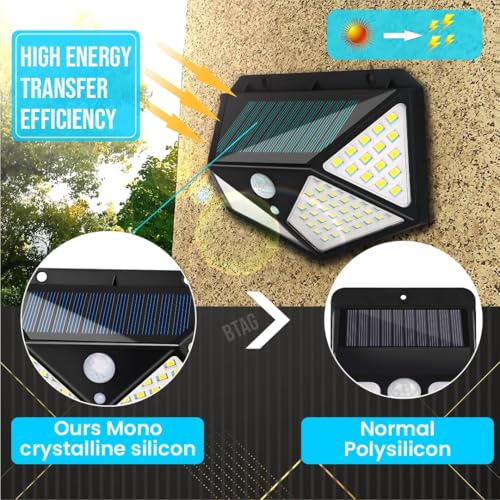 Image of MIRADH Solar Motion Sensor Sun-Powered LED Wall Light | 1W Wireless Waterproof Outdoor LED Lamp with 120 Degrees Angle Lighting | Wall-Mounted Light for Garden, Pathway, Yard
