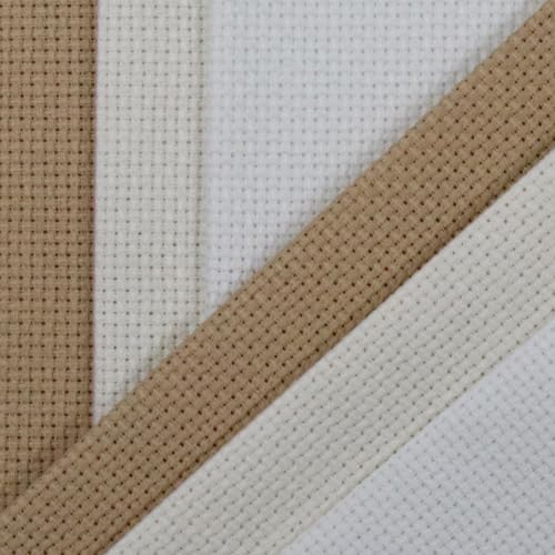Image of KCS 4 /6 pc of 12 inch x 18 inch(30cmx45cm) 16 Count Cotton Aida Cloth Cross Stitch Fabric (6 pc,White+Antique White+Khaki)