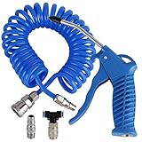 Sunxenze Air Duster Blow Gun with 5 Meter Long Coil PU Air Hose,Air Tank Blow Gun Kit,Blue