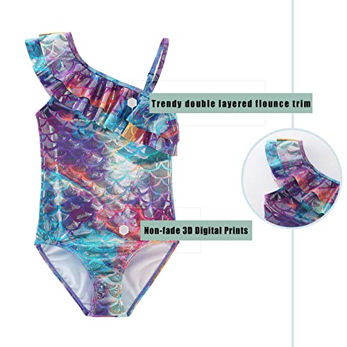 Image of Girls One Piece Swimsuits Mermaid Bathing Suits Summer Swimsuit 2-14 Years