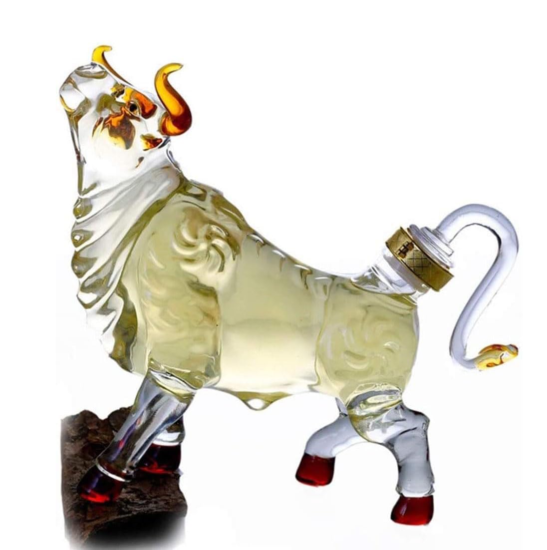 Kreatywna karafka do wina, likier do wina, 1000 ml, karafka do whisky w kształcie bydła, 12 chińskiego zodiaku zwierzę ręcznie dmuchana szklana karafka do alkoholu, szkockiej burbonu, wódki, tequili.