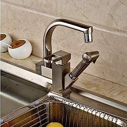 Robinet de cuisine mitigeur d'évier en nickel brossé avec douchette - 6